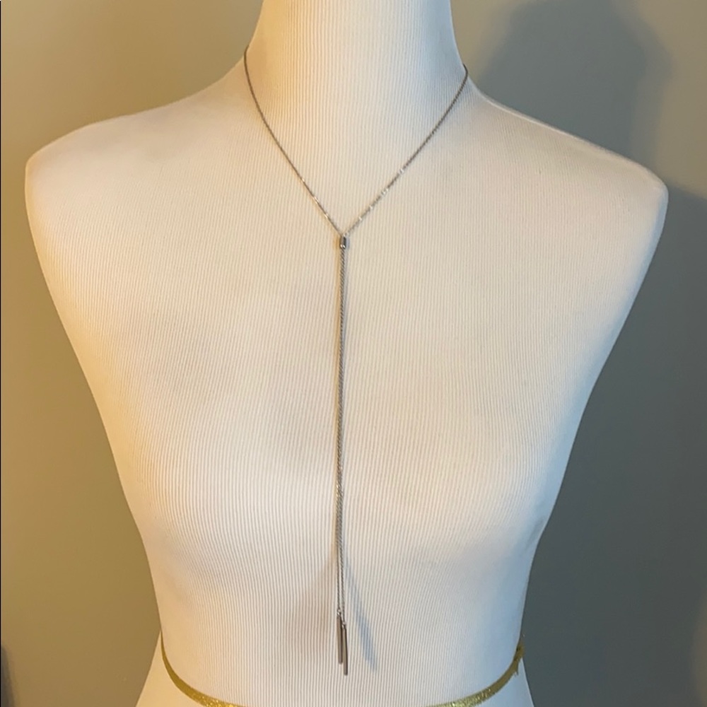 Lulus Silver Lariat Necklace